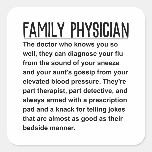 Family Physician Square Sticker (Front)