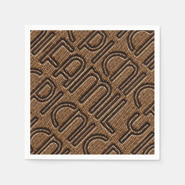 Family Picnic Funny Wicker Typography Party Napkin (Front)