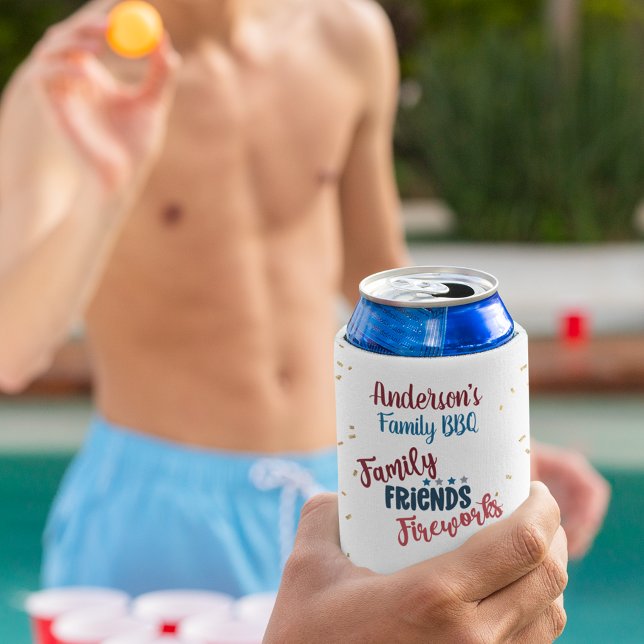Family Picnic July 4th Backyard BBQ Can Cooler (Creator Uploaded)