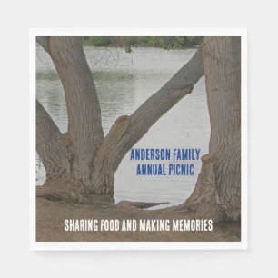 Family Picnic Lakeside View Outdoor Gathering Napkin