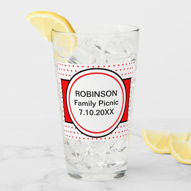 Family Picnic Red Polka Dots Glass (Front Ice)