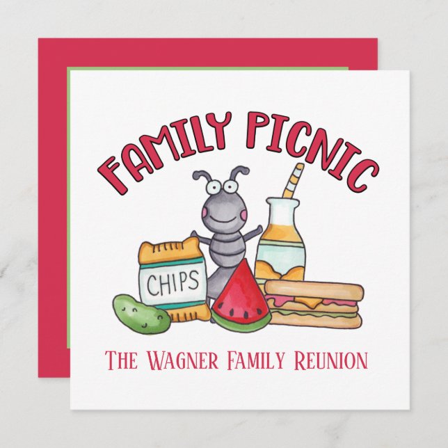 family picnic reunion add text  card (Front/Back)