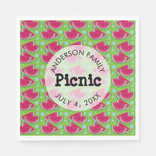 Family Picnic Watermelon Pattern Napkin (Front)