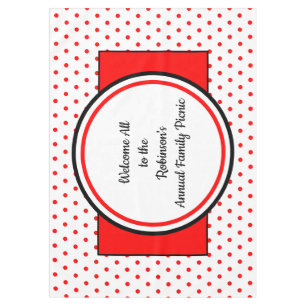 Family Picnic White Red Polka Dots Tablecloth