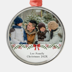 Family Picture Christmas Metal Ornament