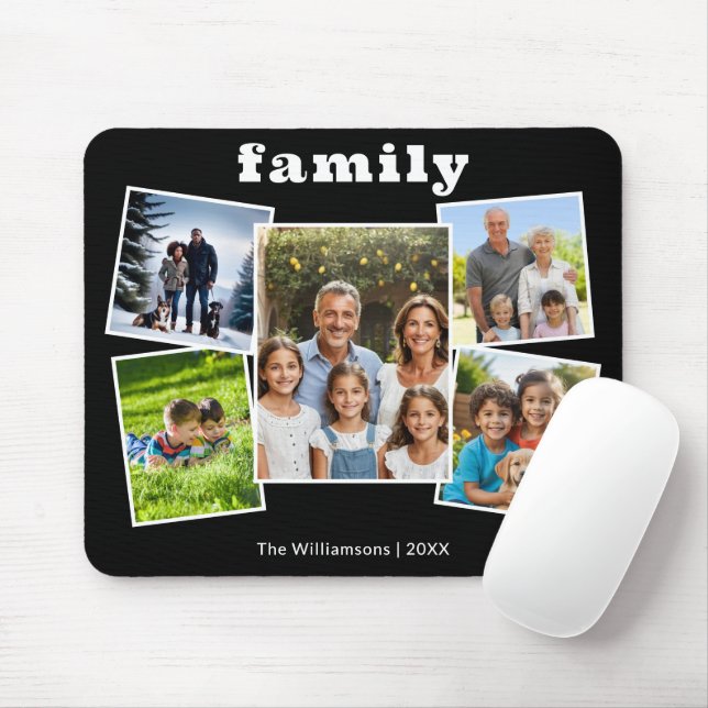 Family Picture Gallery 5 Photos Modern Collage Mouse Pad (With Mouse)