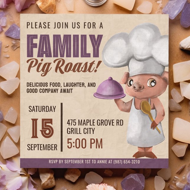 Family Pig Roast Pit Master Chef Invitation (Creator Uploaded)