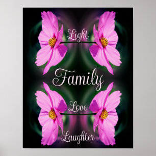 Family Pink Flower Abstract Inspirational Words Poster