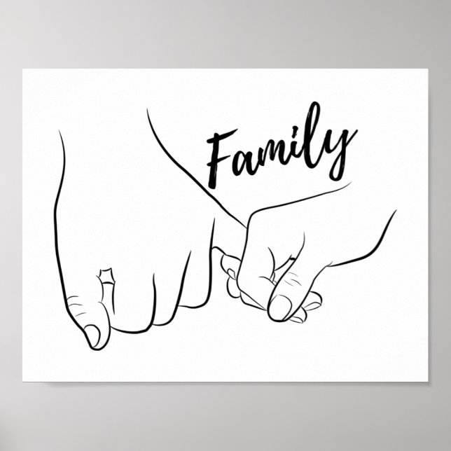 Family Pinky Promise Minimal Line Art Cute Simple Poster (Front)