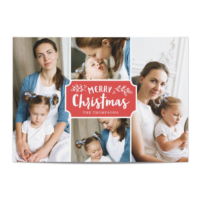 Family Portrait Holiday 4 Photo Card (Creator Uploaded)