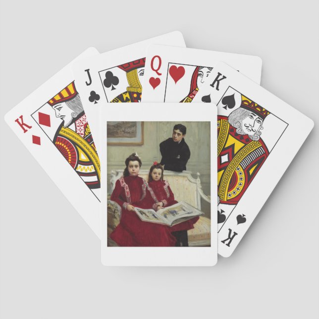 Family Portrait of a Boy and his Two Sisters, 1900 Playing Cards (Back)
