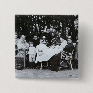 Family portrait of the author Leo N. Tolstoy 15 Cm Square Badge