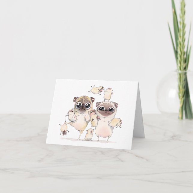 Family Portrait Pug Card (Front)