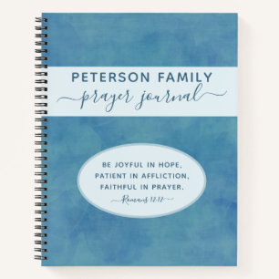 Family Prayer Journal personalised blue notebook