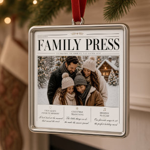 Family Press Personalised Family Photo Christmas Metal Ornament