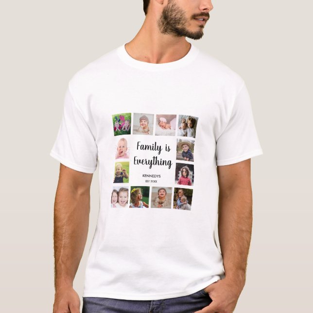 Family Quote 12 Photo Collage T-Shirt (Front)