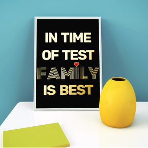 Family quote and red heart gold foil prints