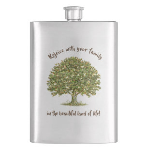 Family quote FATHER day gift, family tree dad gift Hip Flask