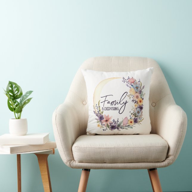 Family Quote In Boho Wreath Cushion (Chair)