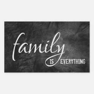 family quote on black leather rectangular sticker