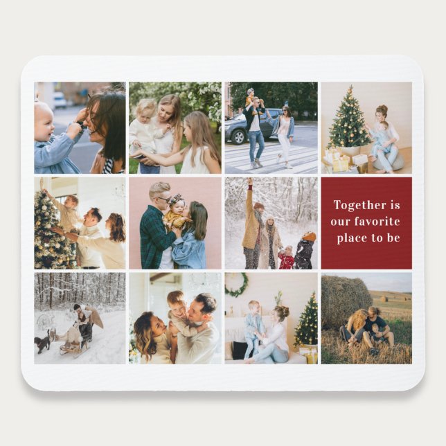 Family Quote Photo Collage Burgundy Red Mouse Pad (Creator Uploaded)
