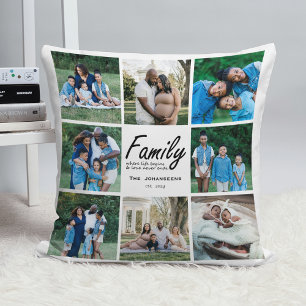 Family Quote Typography Modern Photo grid Collage Cushion