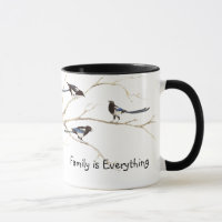 Family Quote Watercolor Magpie Bird Family