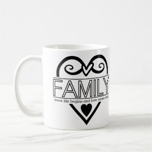 Family Quote – “Where Life Begins and Love Never E Coffee Mug