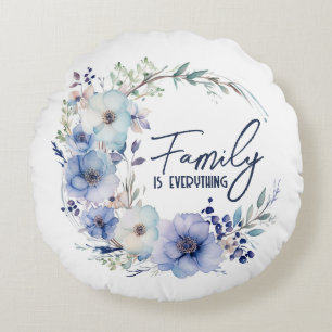Family Quote Wreath Round Cushion