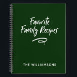 Family Recipe Book Cookbook<br><div class="desc">A simple modern forest green and white family recipe book. A perfect place to store all your cherished family recipes. It makes a wonderful gift for a chef,  or someone who loves to cook. Comes in a variety of colours. Designed for you by Blackberry Boulevard.</div>