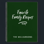 Family Recipe Book Cookbook<br><div class="desc">A simple modern forest green and white family recipe book. A perfect place to store all your cherished family recipes. It makes a wonderful gift for a chef,  or someone who loves to cook. Comes in a variety of colours. Designed for you by Blackberry Boulevard.</div>