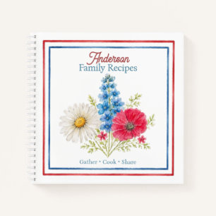 Family Recipe Book Watercolor Floral Cookbook