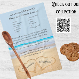 Family Recipe Bride Heart Blue Beach Wedding Tea Tea Towel