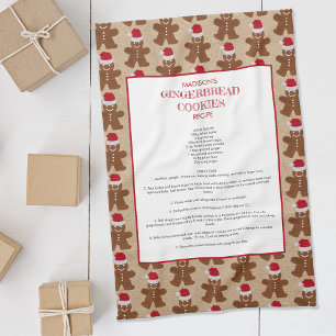 Family Recipe Christmas Gingerbread Man Keepsake Tea Towel