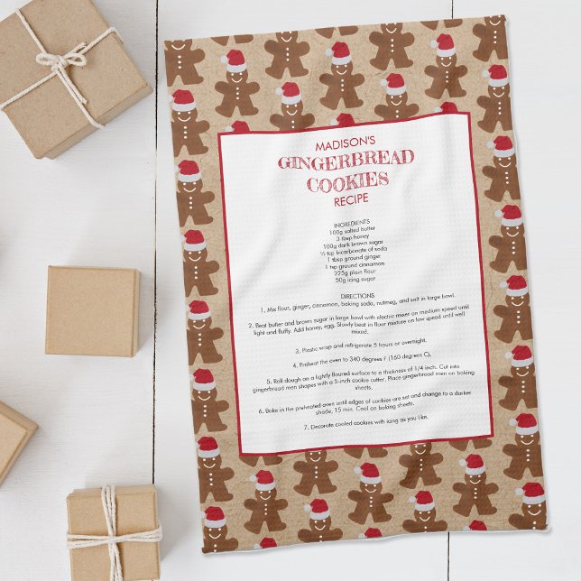 Family Recipe Christmas Gingerbread Man Keepsake Tea Towel (Creator Uploaded)