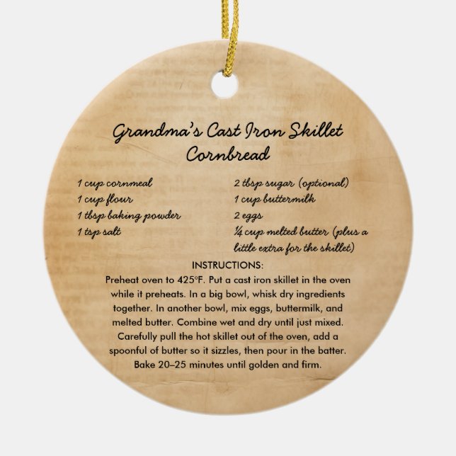 Family Recipe Christmas Ornament (Front)