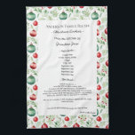 Family Recipe Heirloom Text Christmas Ornament Tea Towel<br><div class="desc">Keepsake family recipe tea towel. Share uncle Jim's chilli recipe or great aunt Aggie's all time favourite thanksgiving casserole dish. Elegant and simple template design can easily be adjusted to share your family recipes as mother's day, birthday, or Christmas gifts. Custom family name with initials. Colours can be changed. Great...</div>