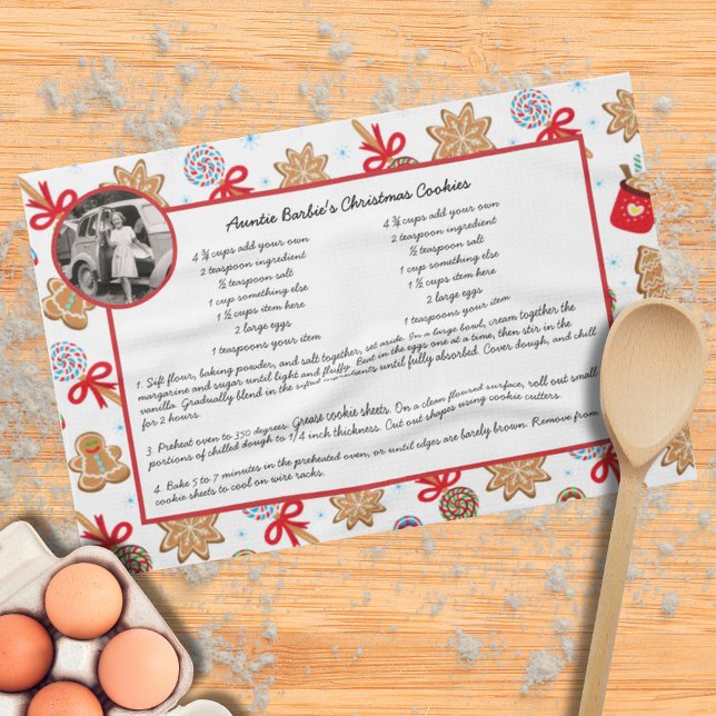 Family Recipe Holiday Baking Christmas Cookies Tea Towel (Creator Uploaded)