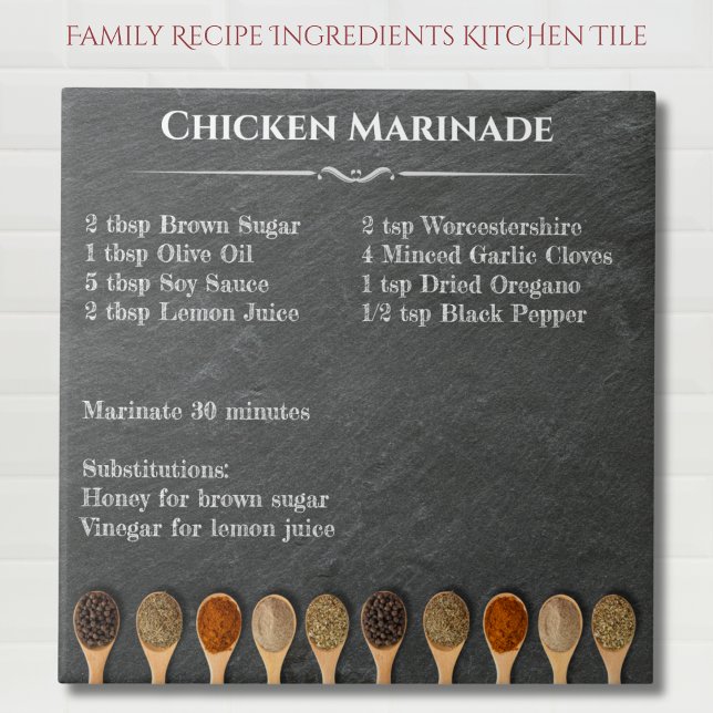 Family Recipe Ingredients and Notes Kitchen Tile (Family Recipe Ingredients and Notes Kitchen Tile)