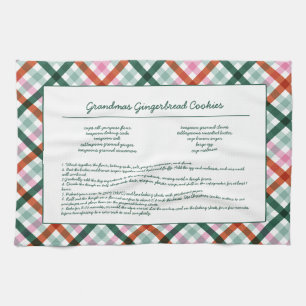 Family Recipe Keepsake Christmas  Tea Towel