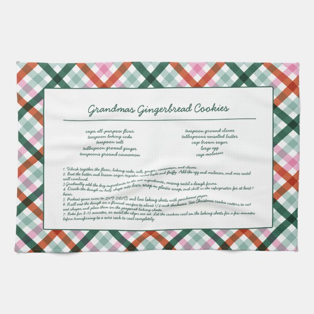 Family Recipe Keepsake Christmas  Tea Towel (Horizontal)