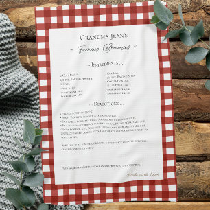 Family Recipe Keepsake Heirloom Gingham Tea Towel