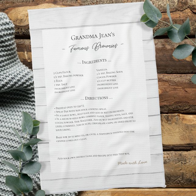 Family Recipe Keepsake Heirloom Wood Tea Towel (Creator Uploaded)
