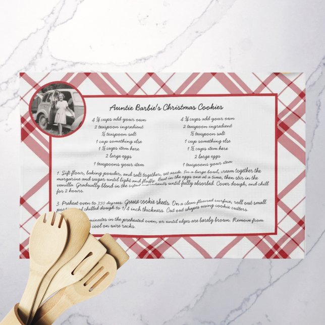 Family Recipe Keepsake Photo Christmas Tea Towel (Creator Uploaded)