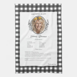 Family Recipe Keepsake Photo Gingham Kitchen Towel