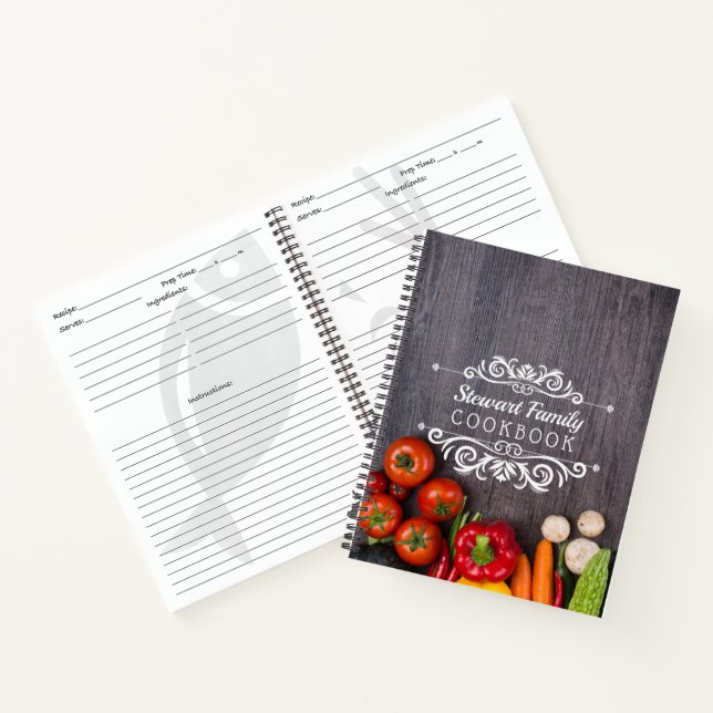 Family Recipes Cookbook Rustic Wood Personalised Notebook (Inside)