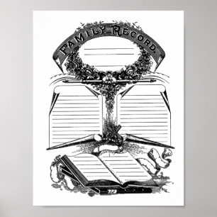 Family Record Birth Death Marriage Certificate art Poster