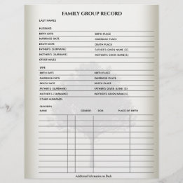 Family Records Genealogy Fillable Form Template