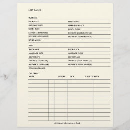 Family Records Genealogy Fillable Form Template