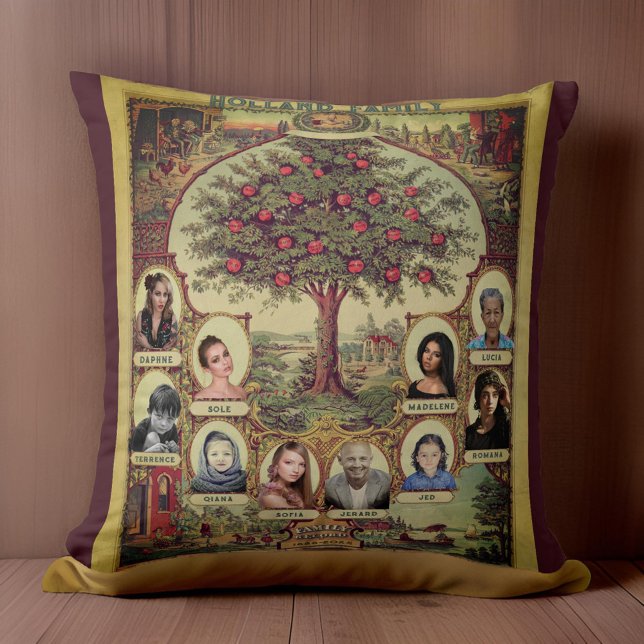 Family Records Tree Keepsake Burgundy Cushion (Creator Uploaded)
